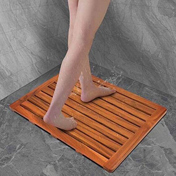 Utoplike Teak Badematte, rutschfeste Duschmatte für Badezimmer, Holzbodenmatte, extra groß, geeignet für Spa, Zuhause oder im Freien