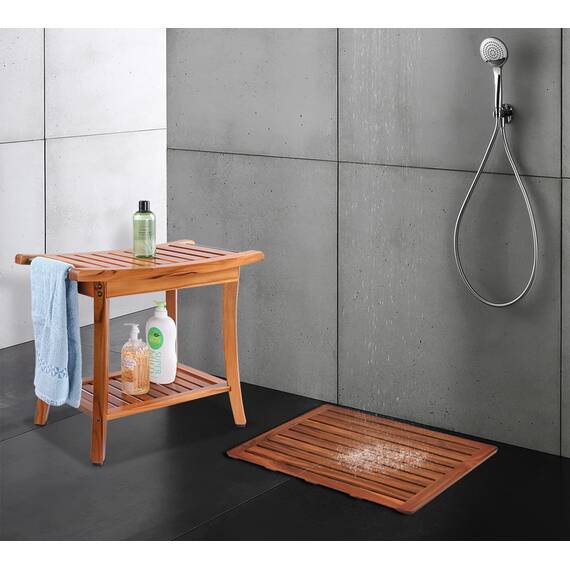 Utoplike Teak Badematte, rutschfeste Duschmatte für Badezimmer, Holzbodenmatte, extra groß, geeignet für Spa, Zuhause oder im Freien