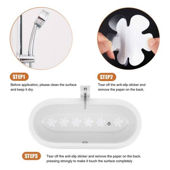 Secopad Anti-Rutsch Aufkleber 24 STK Sicherheitsstreifen für Badewanne, Klebende Sticker mit Premium Schaber für Badewanne, Dusche, Treppe (Weiß)
