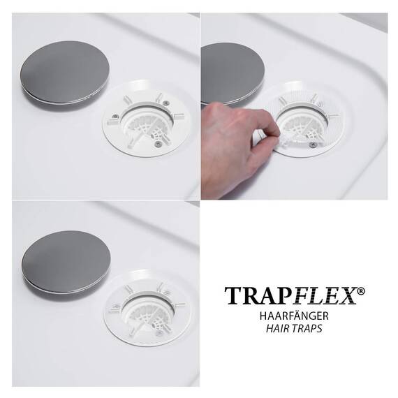 Trapflex Haarfänger Set (8 Stück) | Haarsieb für Ablaufgarnituren/Duschabläufe | Durchmesser: 11cm | HF90 | Passend für Abflüsse mit Ventilabdeckung (Nordona, Aquabad)