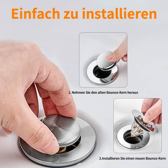 Pop Up Stöpsel Waschbecken Mit Anti Clogging Sieb, Universal Abflusssieb Waschbecken Stöpsel Verschluss Ablaufgarnitur für Aufsatzwaschbecken, Abflussstopfen für Badewanne (2 Stück,38-43mm)