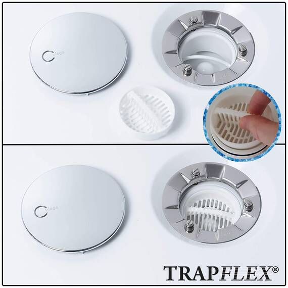 1x Trapflex Haarsieb/Haarfilter + 1x Haarfänger (Kompatibel mit Tempoplex Ablaufgarnitur Modellnummer 6961, 6962, 6963 ersetzt Teilenummer 582951/6961.96)