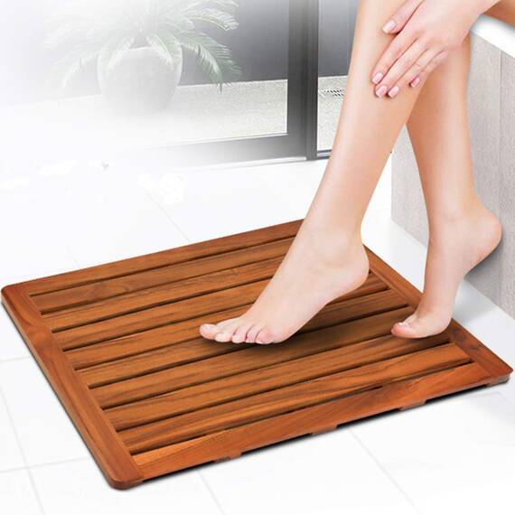 Utoplike Teak Badematte, rutschfeste Duschmatte für Badezimmer, Holzbodenmatte, extra groß, geeignet für Spa, Zuhause oder im Freien