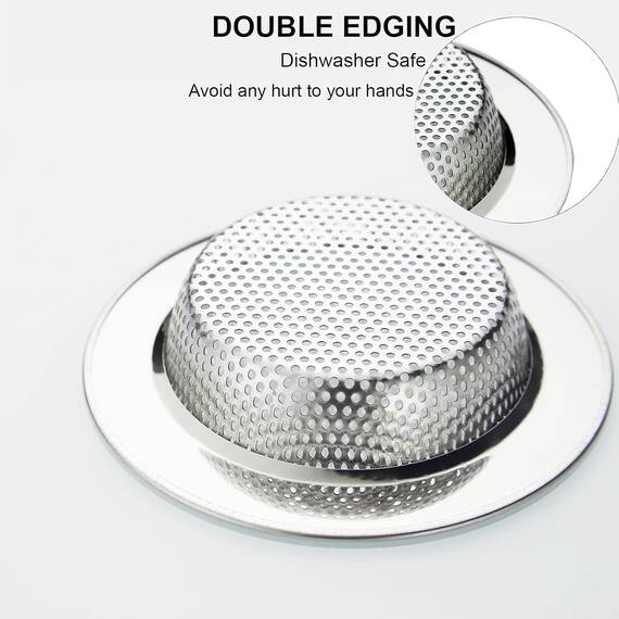 Küchenspüle Sieb Edelstahl, LASSHSWA Küchenspüle Abflusssieb, Spülbeckensieb für Küchenspülen mit großem breitem Rand 11,4 cm Durchmesser (2 Stück)