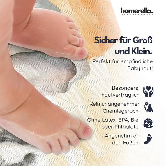homerella® Kinder Badewannenmatte rutschfest 100x40cm, INKL. Haken, rutschfeste Badematte BPA frei, Duschmatte rutschfest, Antirutschmatte Badewanne Baby, Rutschmatte Badewanne, schimmelresistent