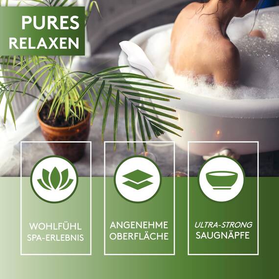 SilverRack Premium Badewannenkissen Weiß - Badekissen für Badewanne - Kissen Badewanne mit Saugnäpfen - Nackenkissen als Nacken- & Whirlpool Kopfstütze - Badewannen Zubehör - Bath Pillow Spa