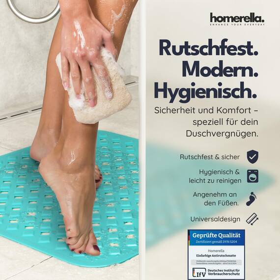 homerella© Duschmatte rutschfest 53x53cm, INKL. AUFHÄNGUNG, Antirutschmatte Dusche, schimmelresistent&waschbar, Duschwanneneinlage, Duscheinlage, Rutschmatte Dusche, Duschmatten, Badematte rutschfest