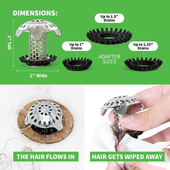SinkShroom Ultra-revolutionärer Abflussschutz für Waschbecken, Edelstahl, Combo with Stopper