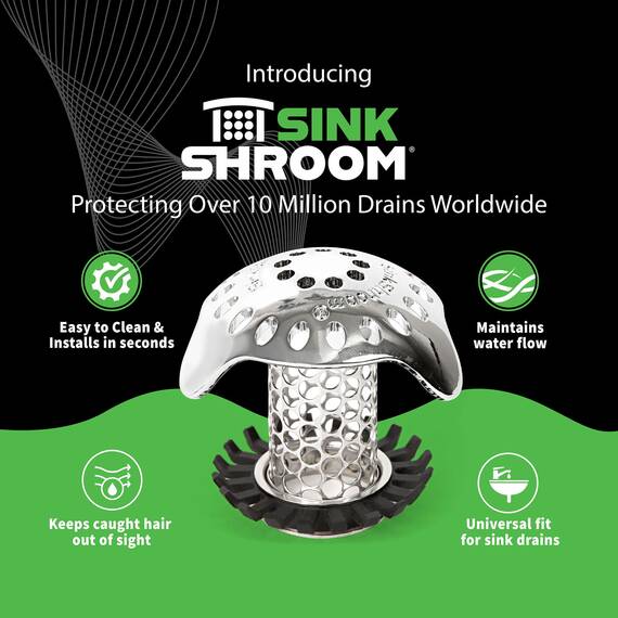 SinkShroom Ultra-revolutionärer Abflussschutz für Waschbecken, Edelstahl, Combo with Stopper