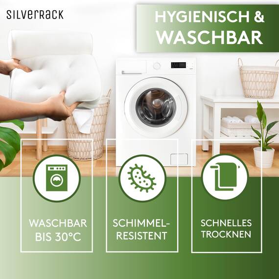 SilverRack Badewannenkissen MEDIUM-WEICH [Weiß 3D] - Nackenkissen für Badewanne mit Saugnäpfen als Badewannen-Zubehör - Kissen für Badewanne - Badekissen mit ergonomischer Passform