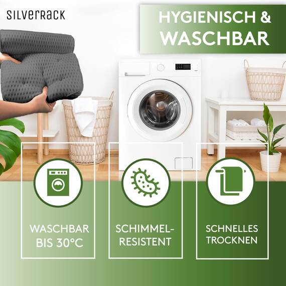 SilverRack Badewannenkissen MEDIUM-WEICH [Grau 4D] - Nackenkissen für Badewanne mit Saugnäpfen als Badewannen-Zubehör - Kissen für Badewanne - Badekissen mit ergonomischer Passform