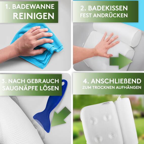 SilverRack Badewannenkissen MEDIUM-WEICH [Weiß 3D] - Nackenkissen für Badewanne mit Saugnäpfen als Badewannen-Zubehör - Kissen für Badewanne - Badekissen mit ergonomischer Passform