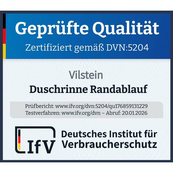 VILSTEIN® Duschrinne Edelstahl Extra Flach [30CM] - Bodenabfluss Dusche Komplettset - Ablaufrinne Dusche - Duschabfluss - Siphon mit Geruchsstop & Haarsieb - Randablauf - Duschablauf
