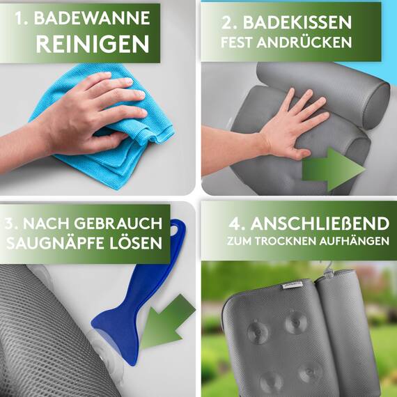 SilverRack Badewannenkissen MEDIUM-WEICH [Grau 3D] - Nackenkissen für Badewanne mit Saugnäpfen als Badewannen-Zubehör - Kissen für Badewanne - Badekissen mit ergonomischer Passform