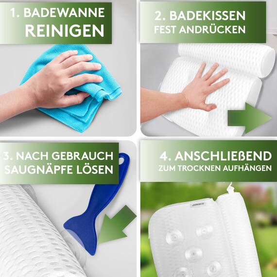 SilverRack Badewannenkissen MEDIUM-WEICH [Weiß 4D] - Nackenkissen für Badewanne mit Saugnäpfen als Badewannen-Zubehör - Kissen für Badewanne - Badekissen mit ergonomischer Passform