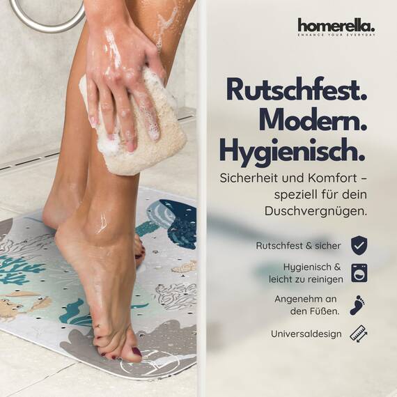 homerella© Duschmatte rutschfest 53x53cm, INKL. AUFHÄNGUNG, Antirutschmatte Dusche, schimmelresistent&waschbar, Duschwanneneinlage, Duscheinlage, Rutschmatte Dusche, Duschmatten, Badematte rutschfest