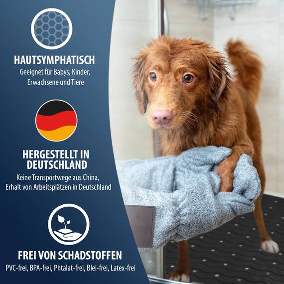 RIDDER – Badewanneneinlage Playa 38x80cm, schwarz, 100% TPE | Made in Germany Badewannenmatte aus hautfreundlichem TPE. Maschinenfeste Antirutschmatte mit Saugnäpfen & Ablauföffnungen