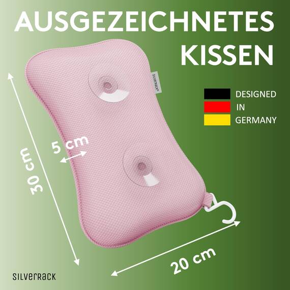 SilverRack Premium Badewannenkissen Pink - Badekissen für Badewanne - Kissen Badewanne mit Saugnäpfen - Nackenkissen als Nacken- & Whirlpool Kopfstütze - Badewannen Zubehör - Bath Pillow Spa