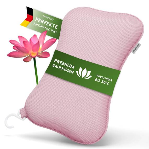 SilverRack Premium Badewannenkissen Pink - Badekissen für Badewanne - Kissen Badewanne mit Saugnäpfen - Nackenkissen als Nacken- & Whirlpool Kopfstütze - Badewannen Zubehör - Bath Pillow Spa