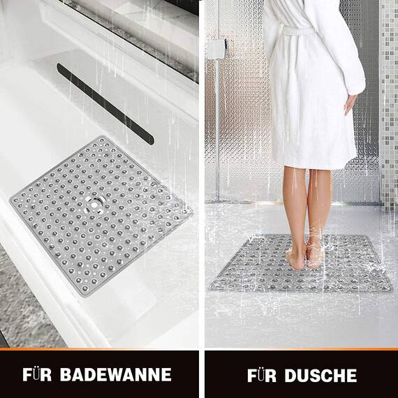 WIMAHA Quadrat Duschmatten,53×53cm rutschfest Badewannenmatten Anti Schimmel Badematten mit Saugnapf, Sicherheits badezimmermatte,maschinenwaschbar Badewannenmatte