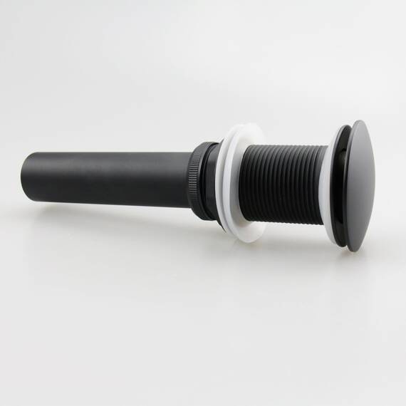 Pop-Up-Ablaufgarnitur für Waschbecken, ohne Überlauf, passend für 3,8 cm bis 6,9 cm Waschbeckenöffnungen mit 3,8 cm Saitenhalter mit großer Kappe, massiver Messing-Ablaufstopfen (mattschwarz)