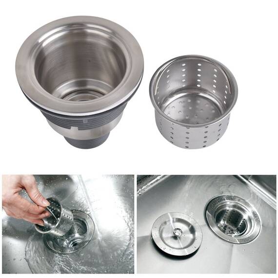 KONE 3-1/2-inch Kitchen Sink Strainer with Removable Deep Waste Basket/Strainer Assembly/Sealing Lid, Stainless Steel by K.ONE