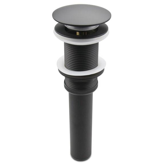 Pop-Up-Ablaufgarnitur für Waschbecken, ohne Überlauf, passend für 3,8 cm bis 6,9 cm Waschbeckenöffnungen mit 3,8 cm Saitenhalter mit großer Kappe, massiver Messing-Ablaufstopfen (mattschwarz)