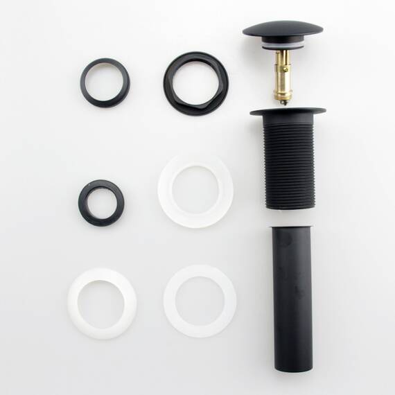 Pop-Up-Ablaufgarnitur für Waschbecken, ohne Überlauf, passend für 3,8 cm bis 6,9 cm Waschbeckenöffnungen mit 3,8 cm Saitenhalter mit großer Kappe, massiver Messing-Ablaufstopfen (mattschwarz)