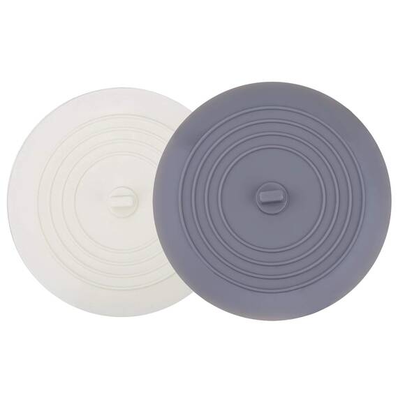 V-TOP Badewannenstopfen aus Silikon, 15,2 cm, Haarstopper, Flacher breiter Saugnapf, für Küche, Bad und Waschküche, 2 Stück