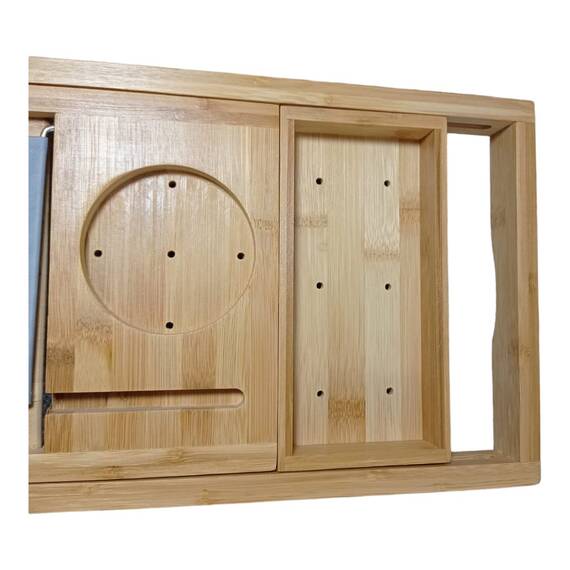 Bamboe Badkuip Caddy Bad Tub Tray met Verlengde Pagina 's Gericht in Book Tablet Houder Mobiele Telefoon Tray & Geïntegreerde Wijnglazen houder en andere Accessoires plaatsing