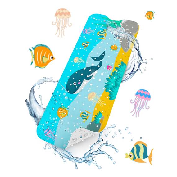 HITSLAM Badewannenmatte rutschfest Kinder, 101x40cm Extra Lange Antirutschmatte Badewanne Kinder, Duschmatte rutschfest Baby, Schimmelresistent & Maschinenwaschbar Badematte, Wal