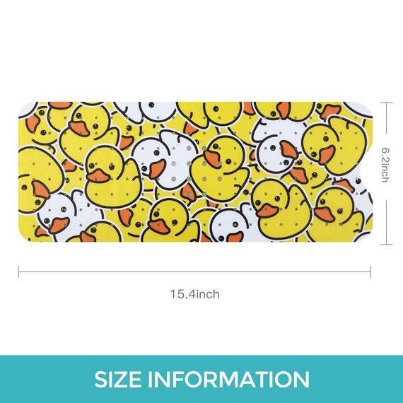 Tubozadi Badewannenmatte für Kinder, Baby, rutschfeste Duschmatte, 101,6 x 40,6 cm, extra lang, rutschfest, Badematten für Badewannenmatte mit Saugnäpfen und Abflusslöchern, gelbe Ente