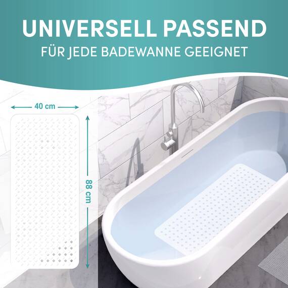 Engelbach® Badewannenmatte rutschfest Inkl. 2 Haken zum Trocknen 88x40cm - Antirutschmatte Badewanne 100% BPA-Frei - Badewanneneinlage schimmelresistent & maschinenwaschbar