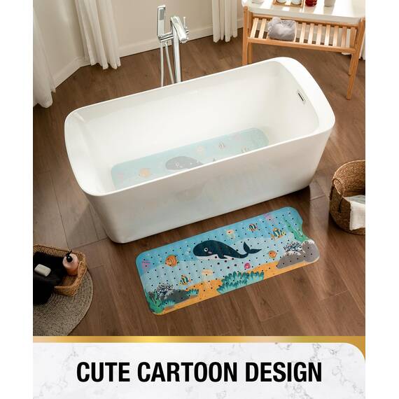 HITSLAM Badewannenmatte rutschfest Kinder, 101x40cm Extra Lange Antirutschmatte Badewanne Kinder, Duschmatte rutschfest Baby, Schimmelresistent & Maschinenwaschbar Badematte, Wal