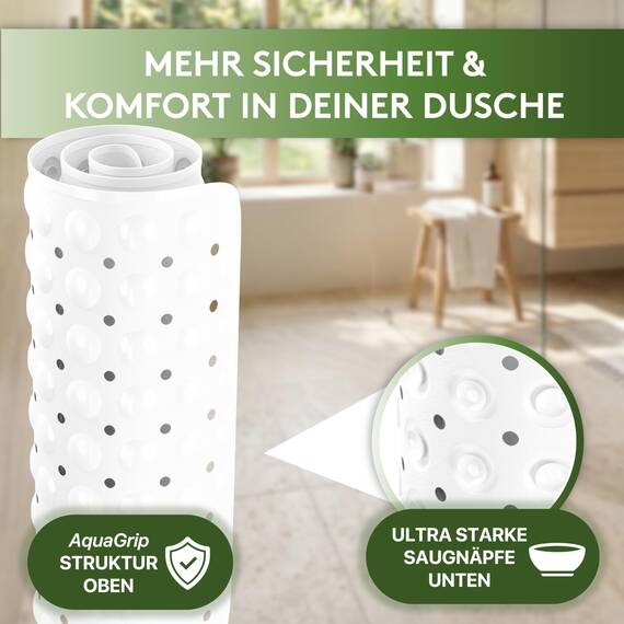 SilverRack - rutschfeste, BPA-freie Duschmatte 53 x 53 cm für Kinder, maschinenwaschbar und schimmelfrei (Weiß)