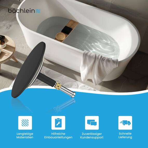 Bächlein Universal Badewannenstöpsel - Abfluss-Stopfen [PVD Schwarz]