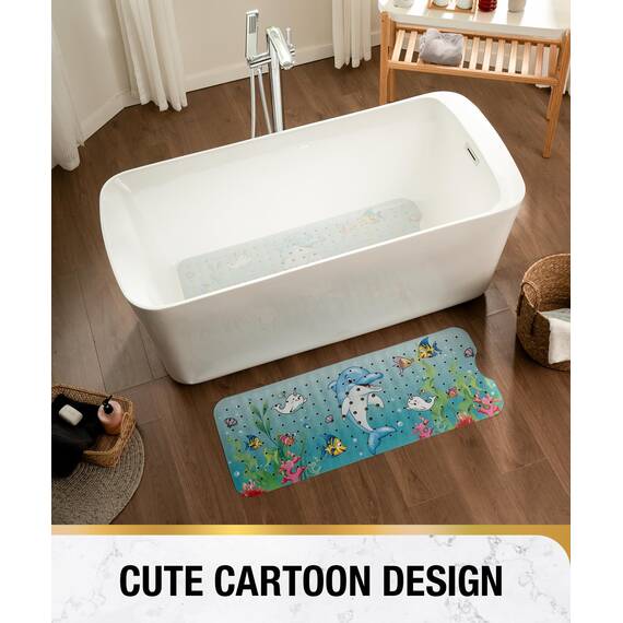 HITSLAM Badewannenmatte rutschfest Kinder, 101x40cm Extra Lange Antirutschmatte Badewanne Kinder, Duschmatte rutschfest Baby, Schimmelresistent & Maschinenwaschbar Badematte, Delfin
