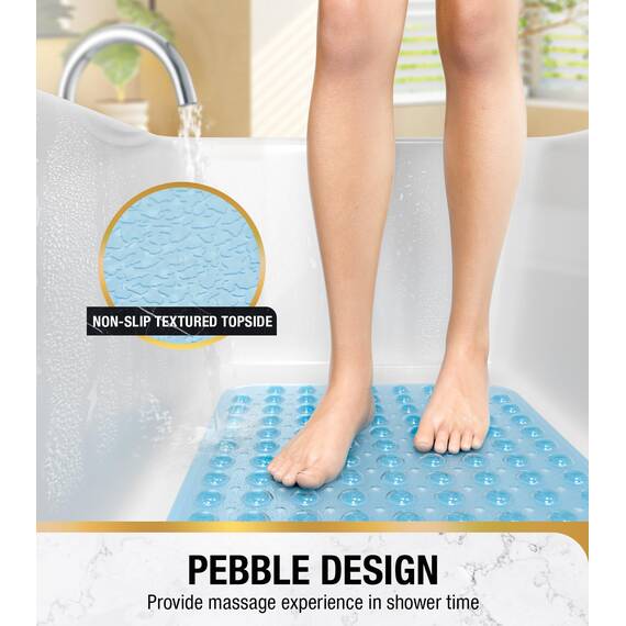 HITSLAM Badewannenmatte rutschfest, 101 x 40cm Extra Lange Antirutschmatte Badewanne, Duschmatte rutschfest BPA Frei, Schimmelresistent & Maschinenwaschbar Badematte, Blau