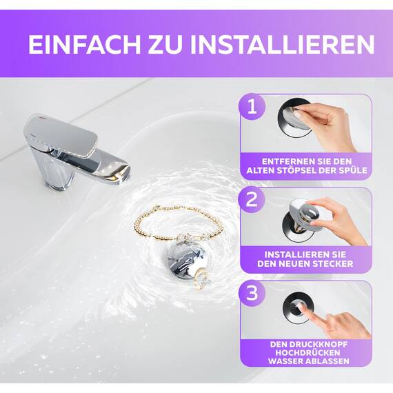 M. ROSENFELD HOME Abflussstopfen Waschbeckenstöpsel mit Sieb - Universal Waschbecken Verschluss Pop Up Abflussstöpsel aus Messing 2 STK.