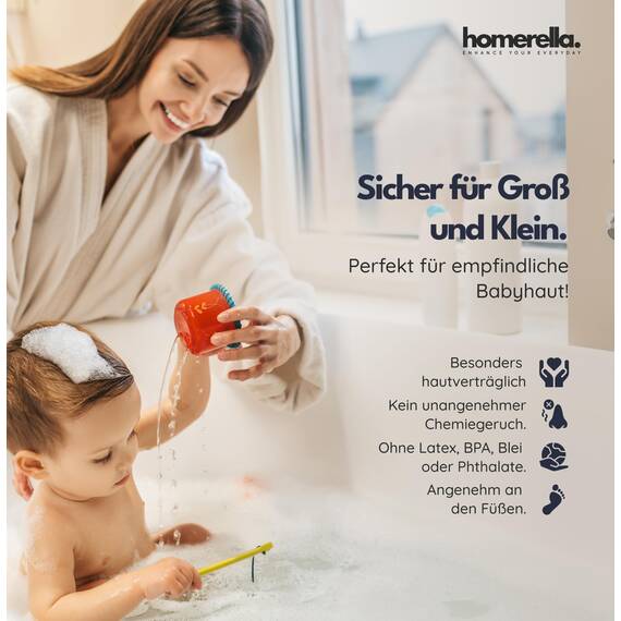 homerella® Badewannenmatte rutschfest 88x39cm, INKL. HAKEN, Rutschfeste Badematte BPA frei, Duschmatte rutschfest, Antirutschmatte Badewanne, Rutschmatte Badewanne, schimmelresistent&maschinenwaschbar
