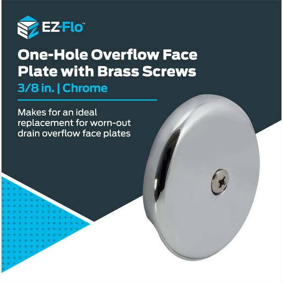 EZ-FLO 35247 Einloch Messingschraube, Chrom Ersatz-Badewannen-Überlaufblende, farblos, 0.5 x 3.2 x 2.8