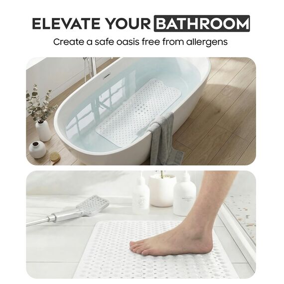 ADOV Badewannenmatte rutschfest, 100x40 cm Extra Lange Antirutschmatte für Badewanne und Dusche, 200 Starke Saugnäpfe, Schimmelresistent, Maschinenwaschbar, PVC-Material, Transparent