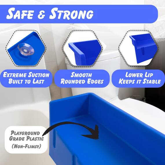 Tub Topper® BadewannenSpritzschutz Spielregal Bereich – Spielzeugablage Caddy Halter Aufbewahrung – Saugnäpfe Befestigung an der Badewanne – kein Verschütten von Wasser im Badezimmer – Spaß für