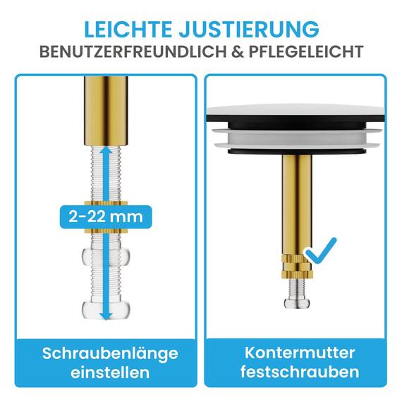 Bächlein Universal Badewannenstöpsel - Abfluss-Stopfen [PVD Schwarz]