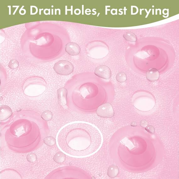 AmazerBath Duschmatte, rutschfest, 101,6 x 40,6 cm, Duschkabinenmatten mit Saugnäpfen und Abflusslöchern, rutschfeste Badematte für ältere Menschen und Kinder, transparentes Rosa