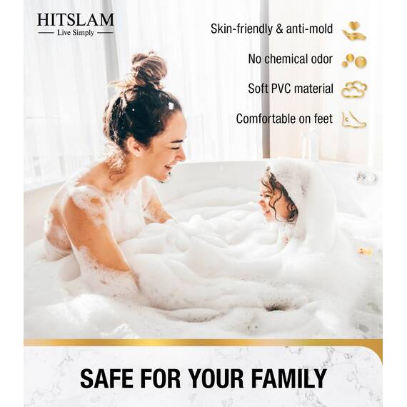 HITSLAM Badewannenmatte rutschfest, 101 x 40cm Extra Lange Antirutschmatte Badewanne, Duschmatte rutschfest BPA Frei, Schimmelresistent & Maschinenwaschbar Badematte, Transparent