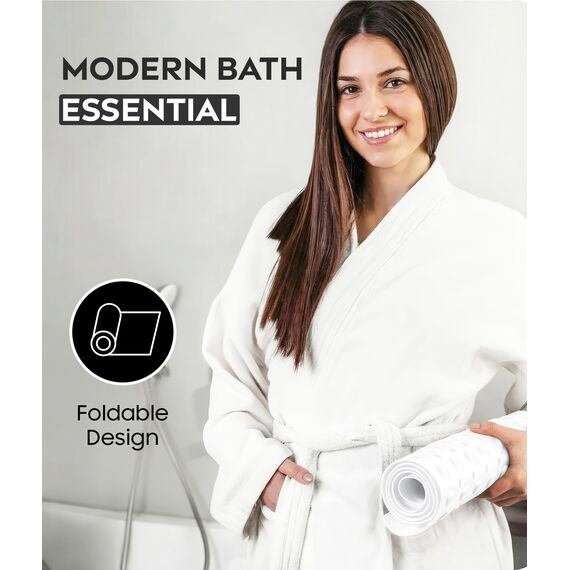 ADOV Badewannenmatte rutschfest, 100x40 cm Extra Lange Antirutschmatte für Badewanne und Dusche, 200 Starke Saugnäpfe, Schimmelresistent, Maschinenwaschbar, PVC-Material, Transparent