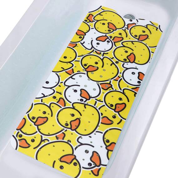 Tubozadi Badewannenmatte für Kinder, Baby, rutschfeste Duschmatte, 101,6 x 40,6 cm, extra lang, rutschfest, Badematten für Badewannenmatte mit Saugnäpfen und Abflusslöchern, gelbe Ente