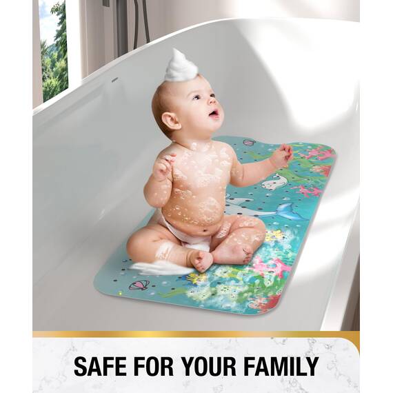 HITSLAM Badewannenmatte rutschfest Kinder, 101x40cm Extra Lange Antirutschmatte Badewanne Kinder, Duschmatte rutschfest Baby, Schimmelresistent & Maschinenwaschbar Badematte, Delfin