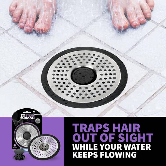 ShowerShroom SHSULT755 Ultra-revolutionärer Dusch-Haarfänger, Abflussschutz, Edelstahl, Rostfrei, Standard